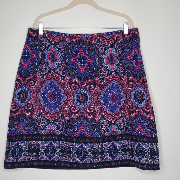Talbots Plus Paisley Print Skirt Size 1X A-line Stretch Floral Boho Pull-on - Picture 9 of 10